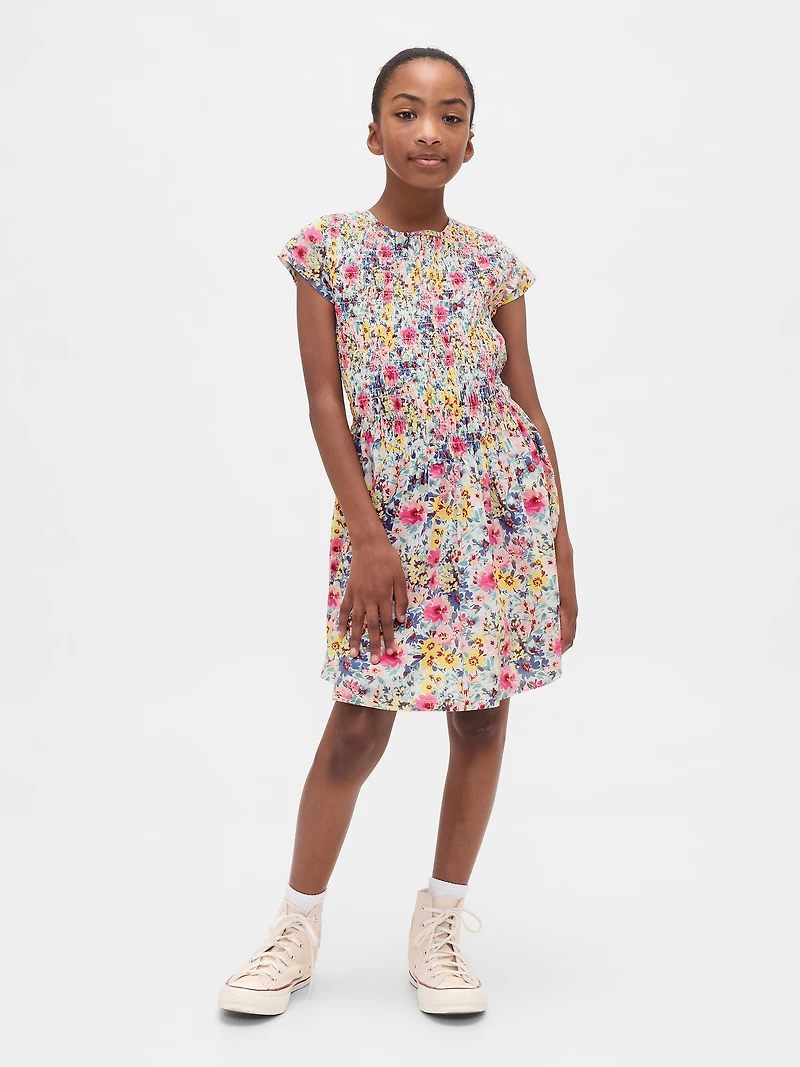 Kids Smocked Floral Dress