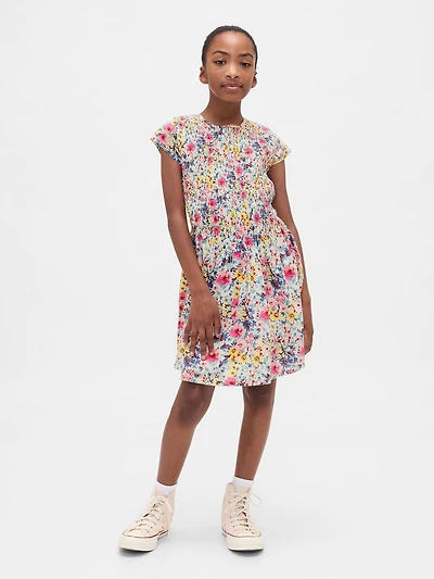 Kids Smocked Floral Dress
