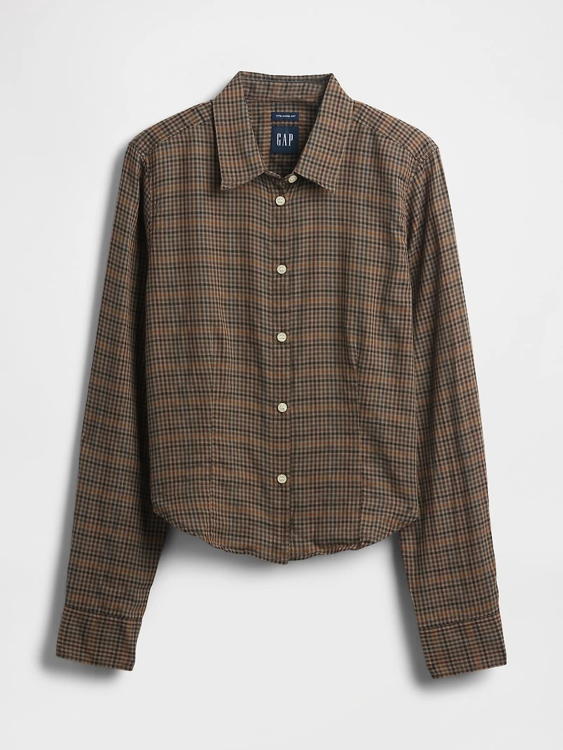 Flannel Fitted Plaid Shirt