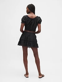 Eyelet Ruffle Mini Skort
