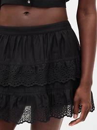 Eyelet Ruffle Mini Skort
