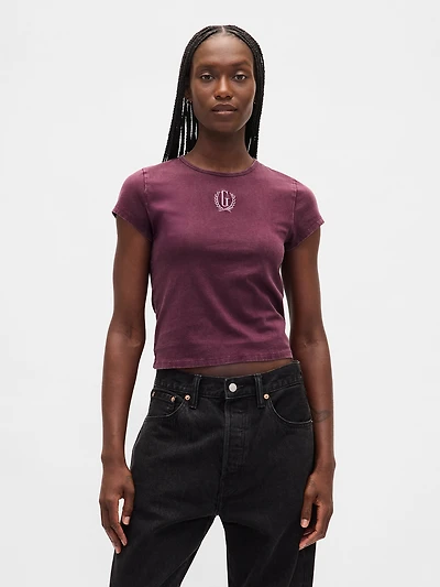 Cotton Jersey Crop Logo T-Shirt