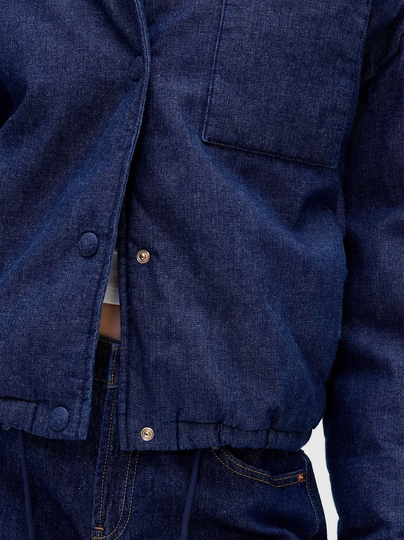 Denim Crop Puffer Jacket
