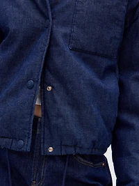 Denim Crop Puffer Jacket