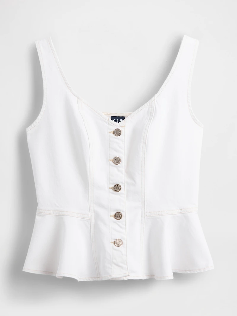Denim Peplum Crop Tank Top