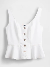 Denim Peplum Crop Tank Top