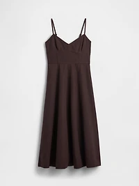 Linen-Blend Seamed Corset Midi Dress