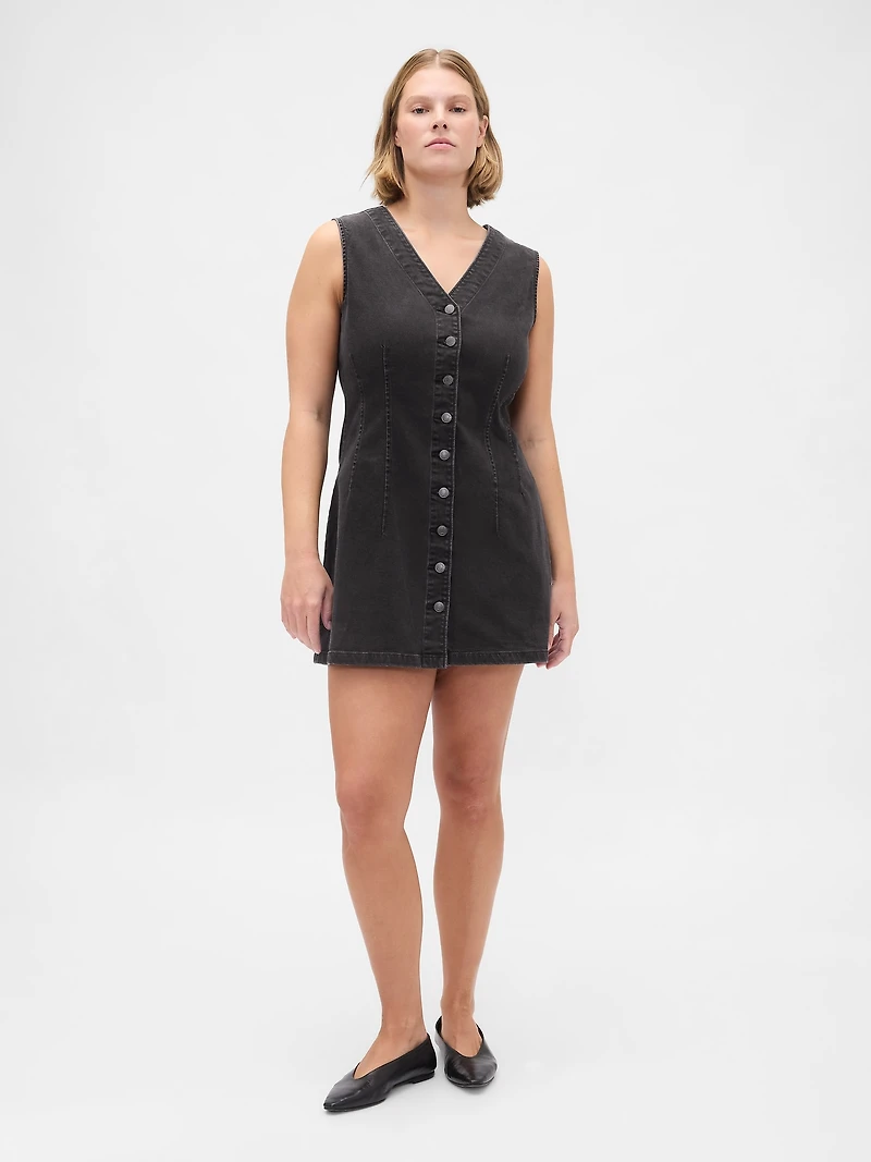 Denim V-Neck Mini Dress
