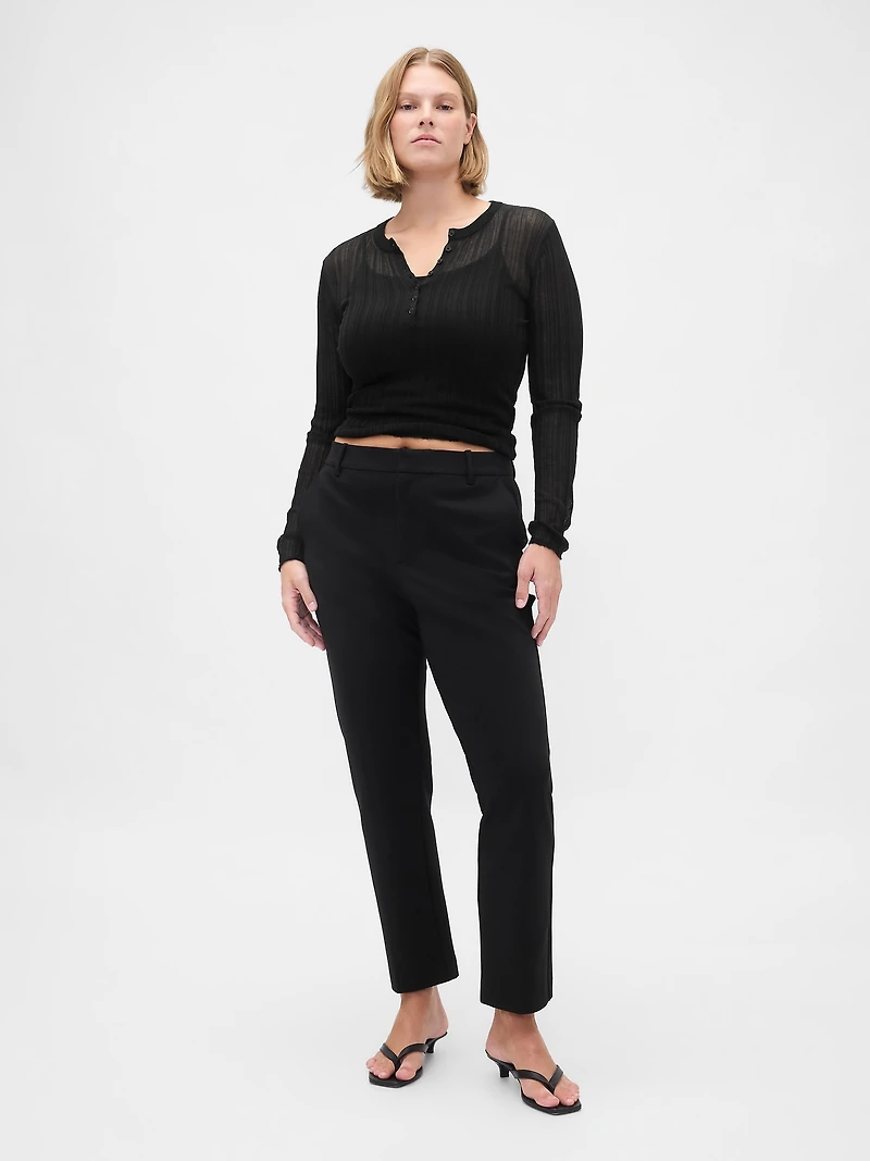 High Rise Double Knit Slim Crop Pants