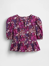 Kids Puff-Sleeve Peplum Top