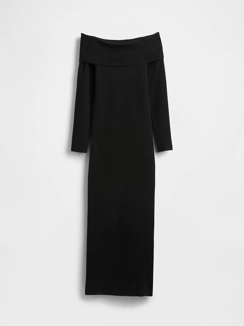 CashSoft Stretch Off-Shoulder Midi Sweater Dress