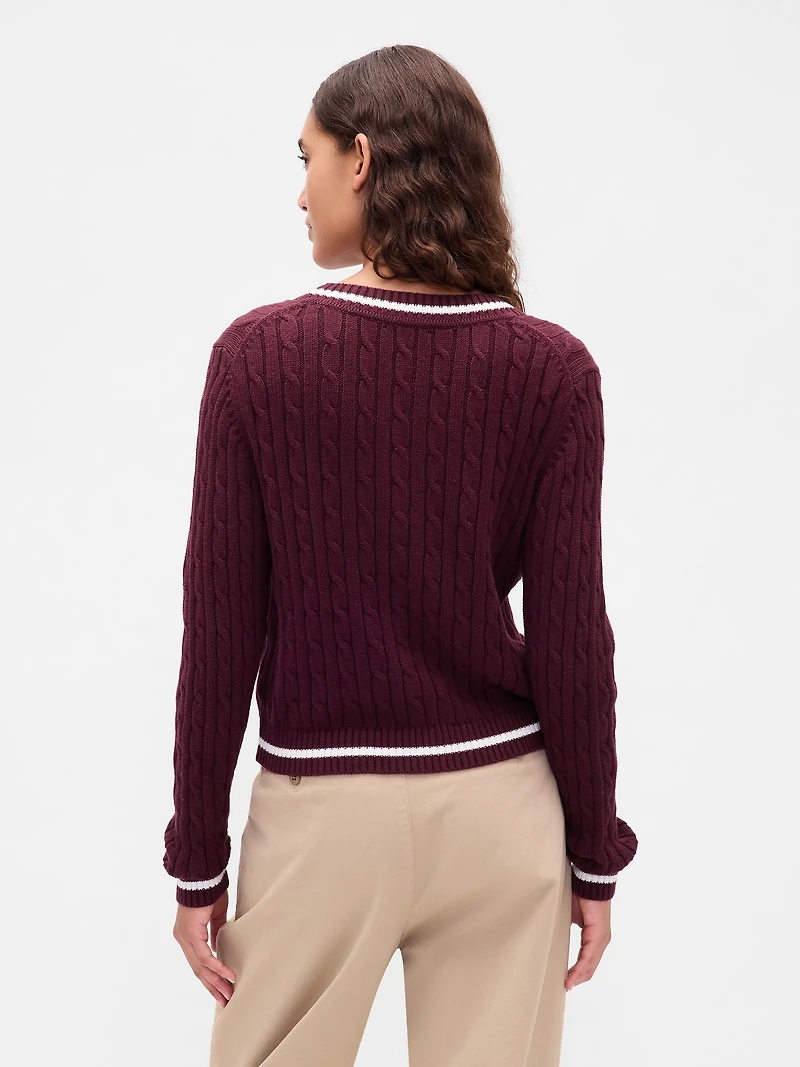 100% Cotton Cable-Knit Cardigan