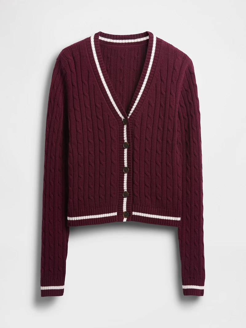 100% Cotton Cable-Knit Cardigan