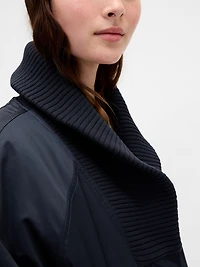 Oversized Knit-Trim Bomber Jacket