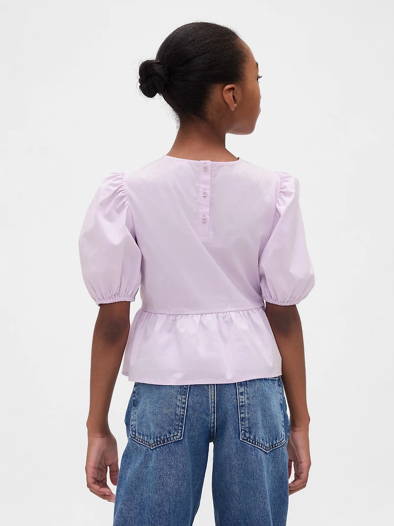 Kids Puff-Sleeve Peplum Top