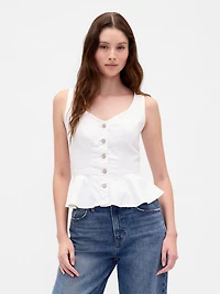Denim Peplum Crop Tank Top