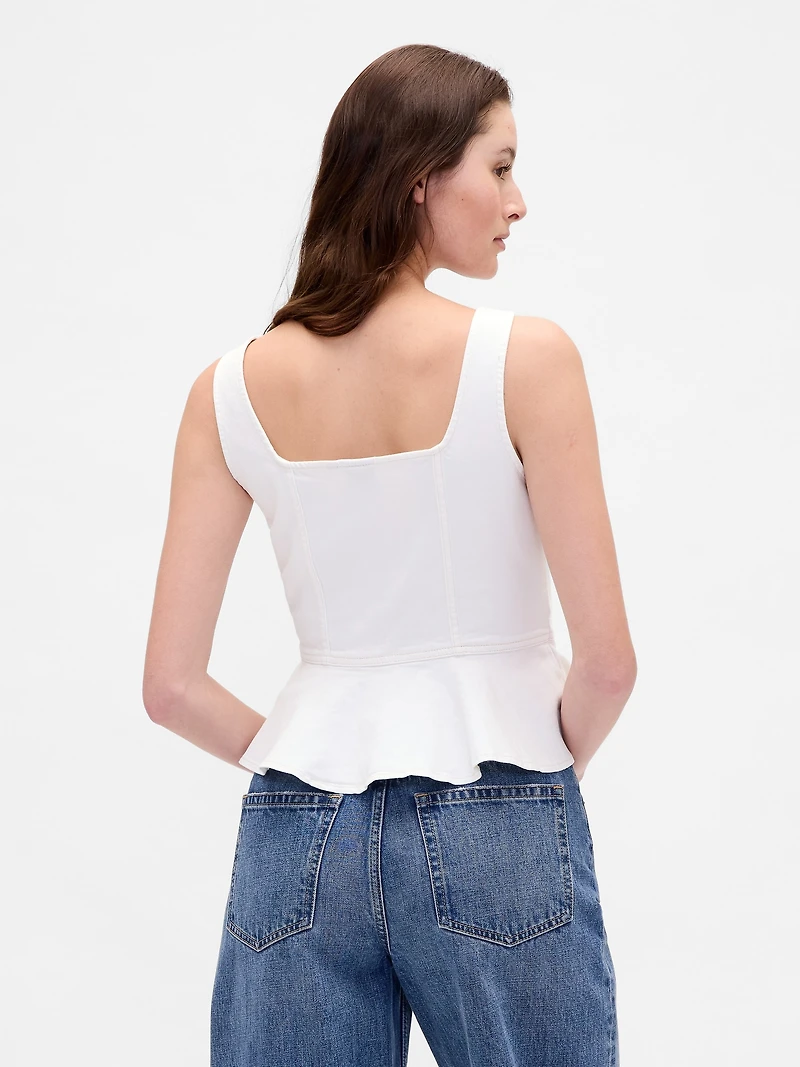 Denim Peplum Crop Tank Top