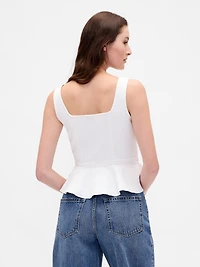 Denim Peplum Crop Tank Top