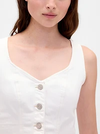 Denim Peplum Crop Tank Top