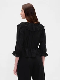 Ruffle Collar V-Neck Top