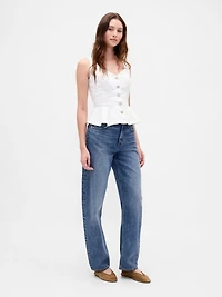 Denim Peplum Crop Tank Top