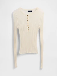 Sheer Rib Henley Sweater