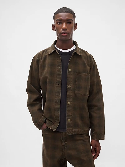 Plaid Canvas Denim Overshirt