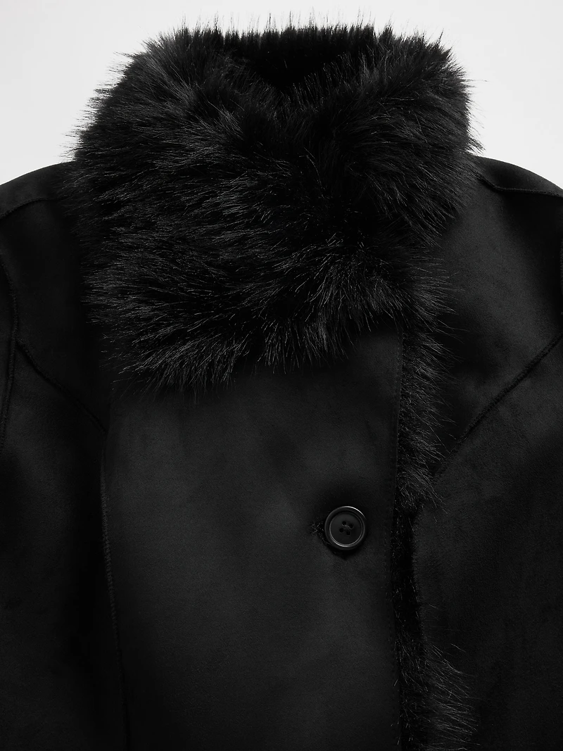 Vegan Suede & Faux Fur Jacket