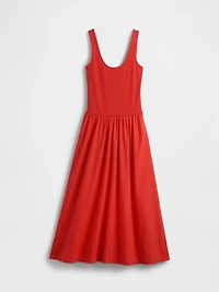 Mixed Media Drop-Waist Maxi Dress