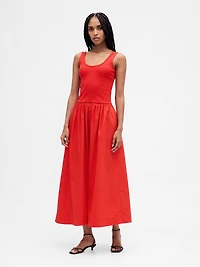 Mixed Media Drop-Waist Maxi Dress