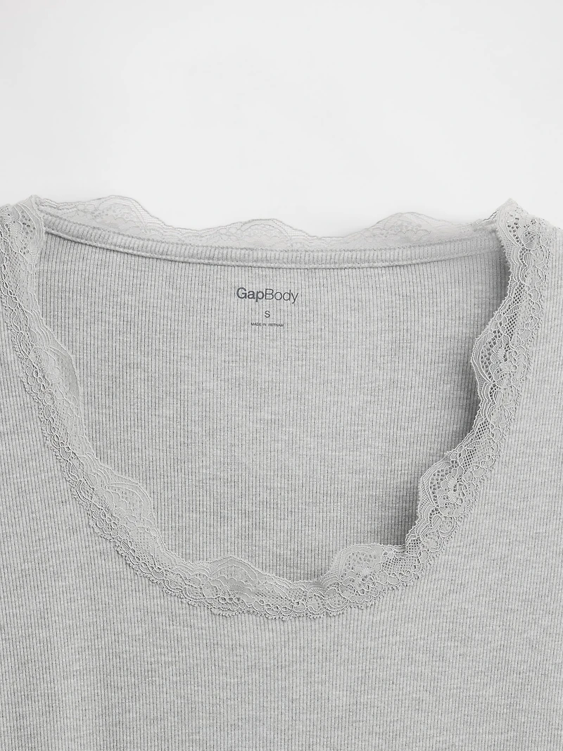 Mini Rib Lace-Trim PJ Top