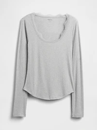 Mini Rib Lace-Trim PJ Top