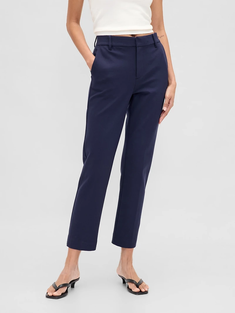 High Rise Ponte Slim Crop Pants