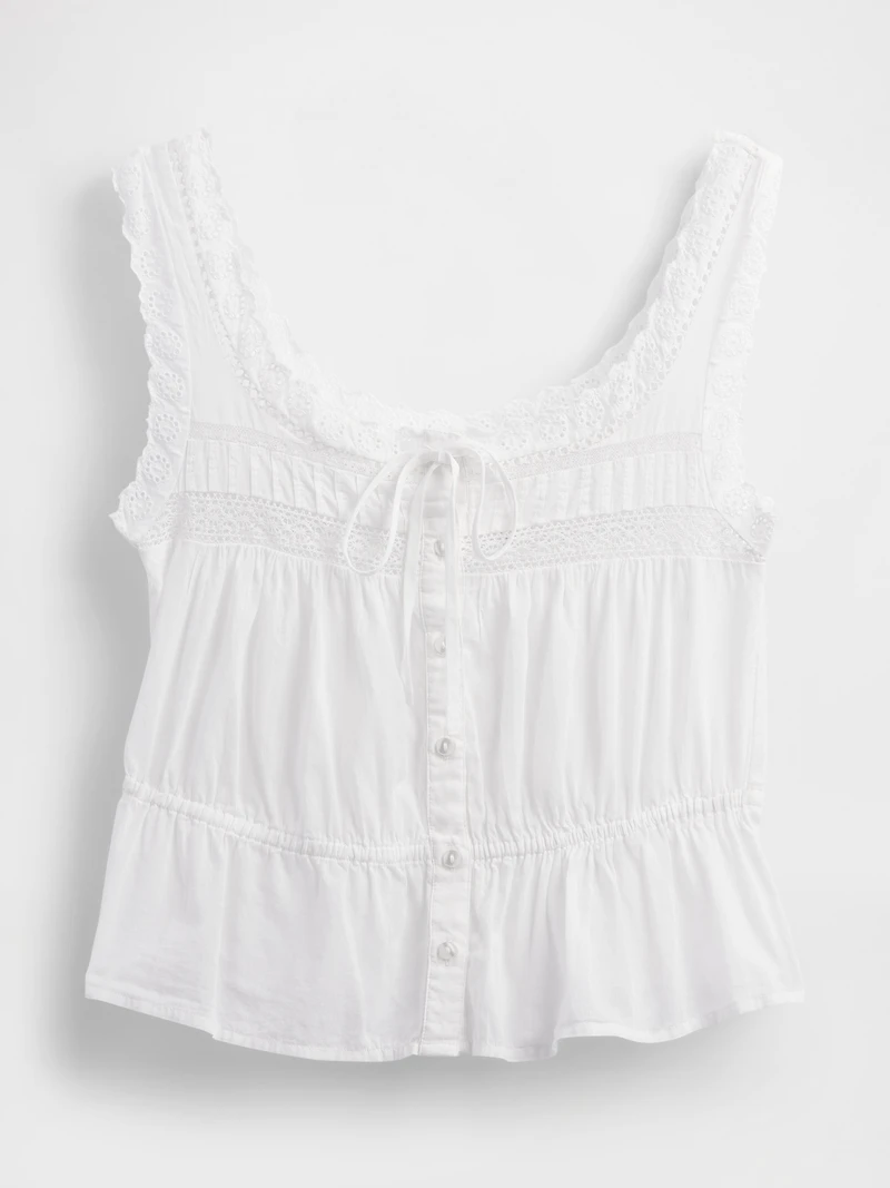 Lace-Trim Peplum Top