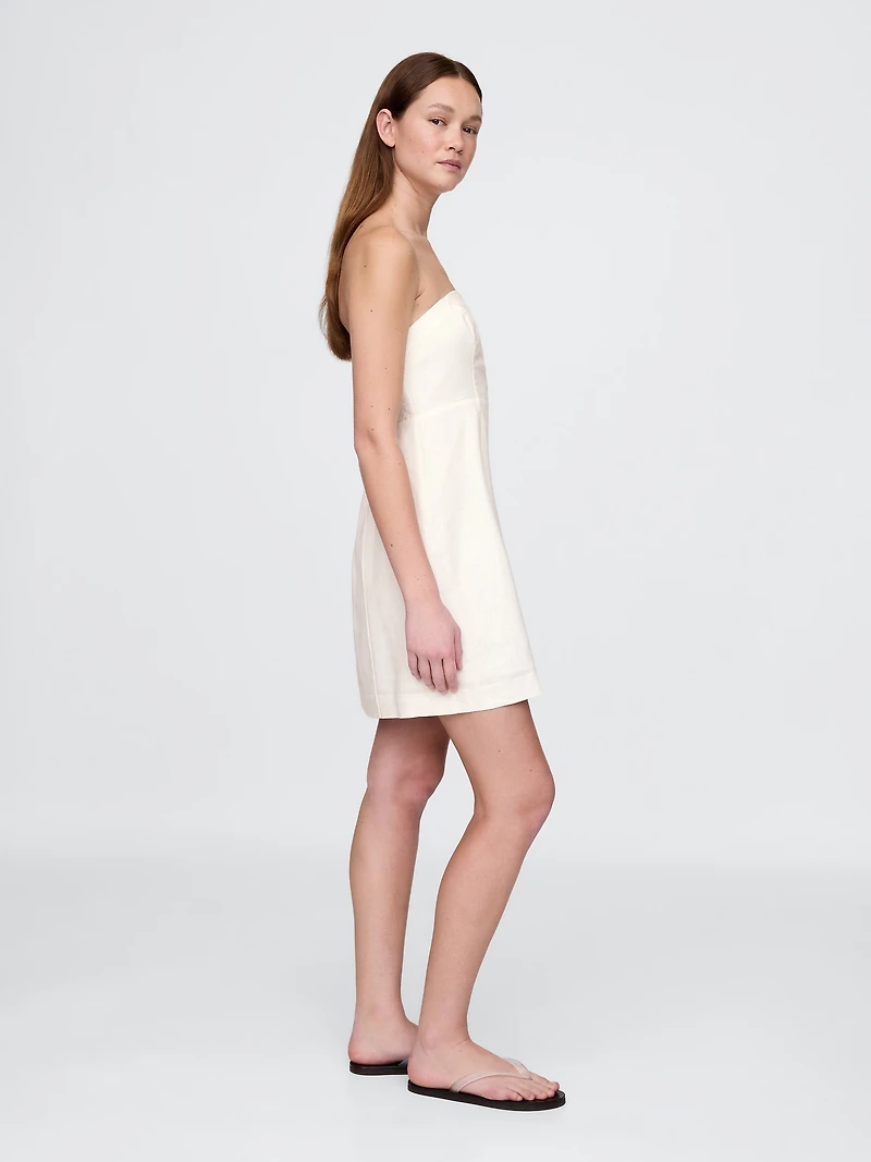 Linen-Blend Mini Dress