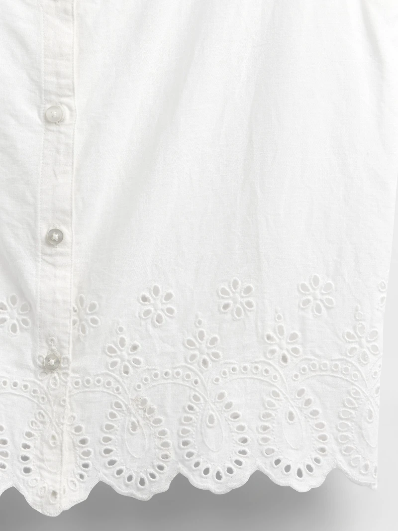 Linen-Blend Embroidered Vest
