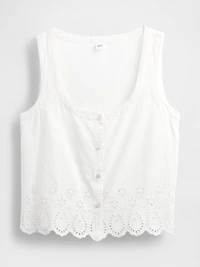 Linen-Blend Embroidered Vest