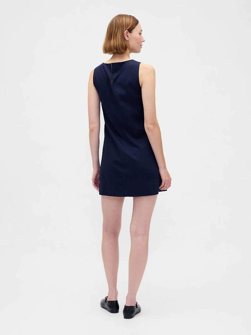 Linen-Blend Mini Shift Dress