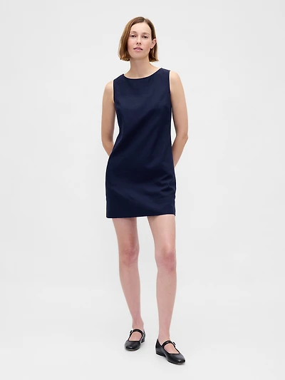 Linen-Blend Mini Shift Dress