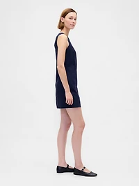 Linen-Blend Mini Shift Dress