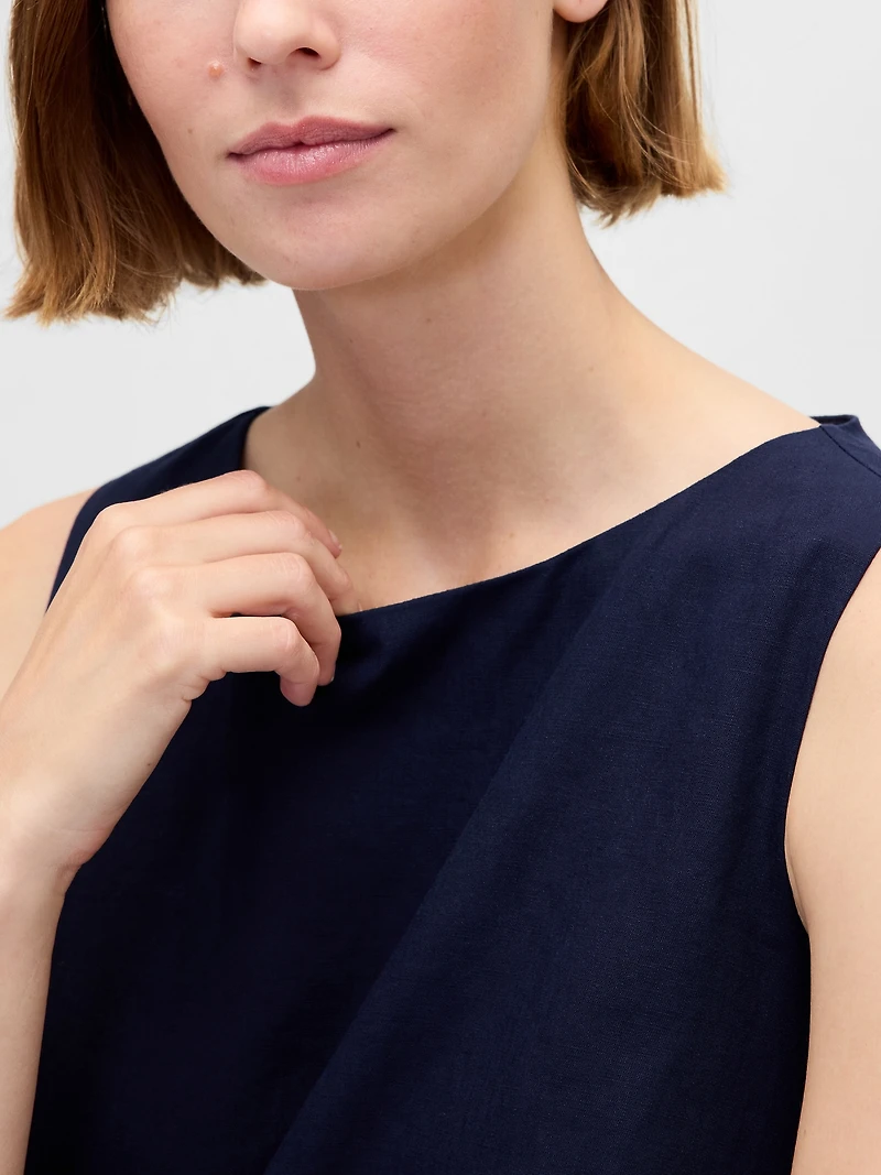 Linen-Blend Mini Shift Dress