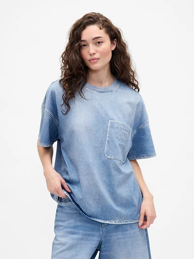 T-shirt à poche en tricot de denim x BÉIS