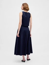 Poplin Drop-Waist Maxi Skirt