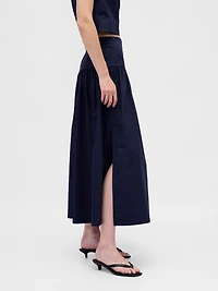 Poplin Drop-Waist Maxi Skirt