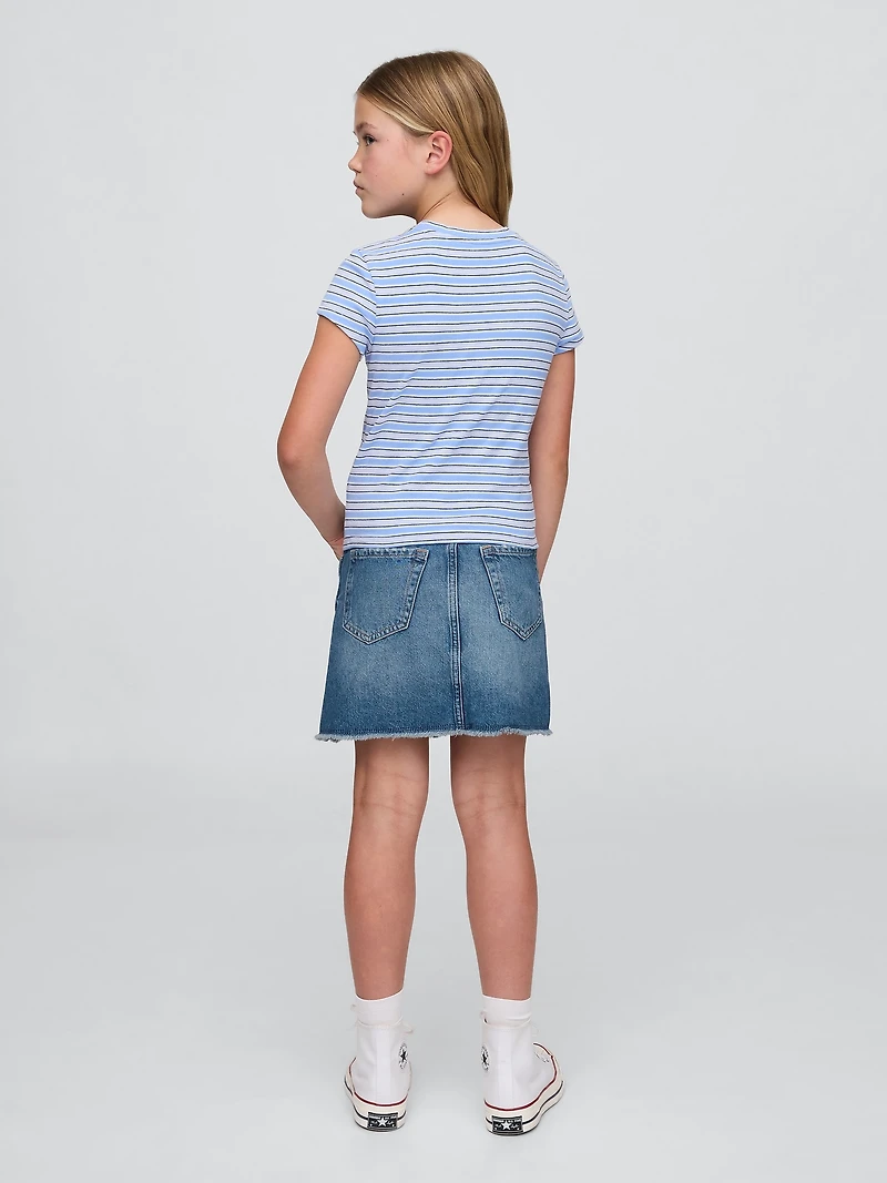 Kids High Rise Denim Skirt