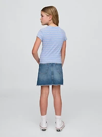 Kids High Rise Denim Skirt