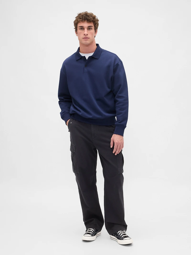 Heavyweight Oversized Polo Shirt Sweatshirt