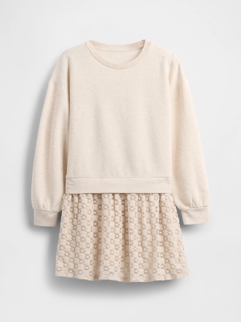 Kids Oversized Mixed Media Sweatshirt Dress