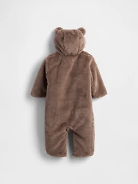 Baby Faux Fur Bear Hooded One-Piece