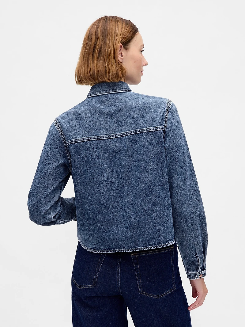 Denim Crop Shirt Jacket
